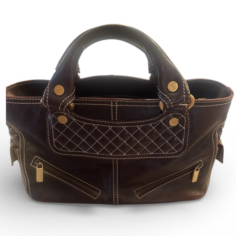 Celine Boogie quilted bag, in chocolate brown. In good pre-loved condition